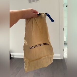 Louis Vuitton Beige Pouch with Blue Drawstring